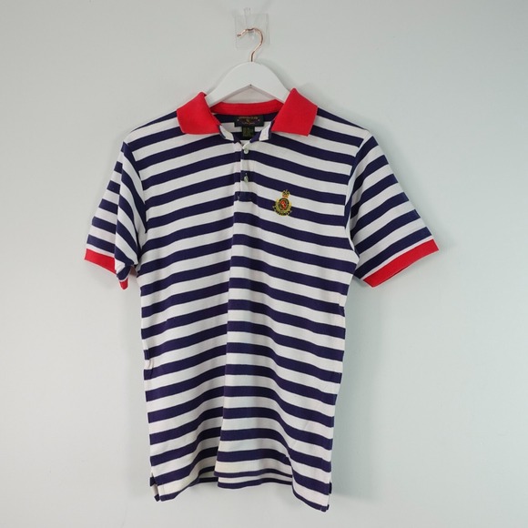 Charter Club Other - VINTAGE Striped Polo Shirt Mens Medium Blue Cotton CHARTER CLUB Short Sleeve Y2K
